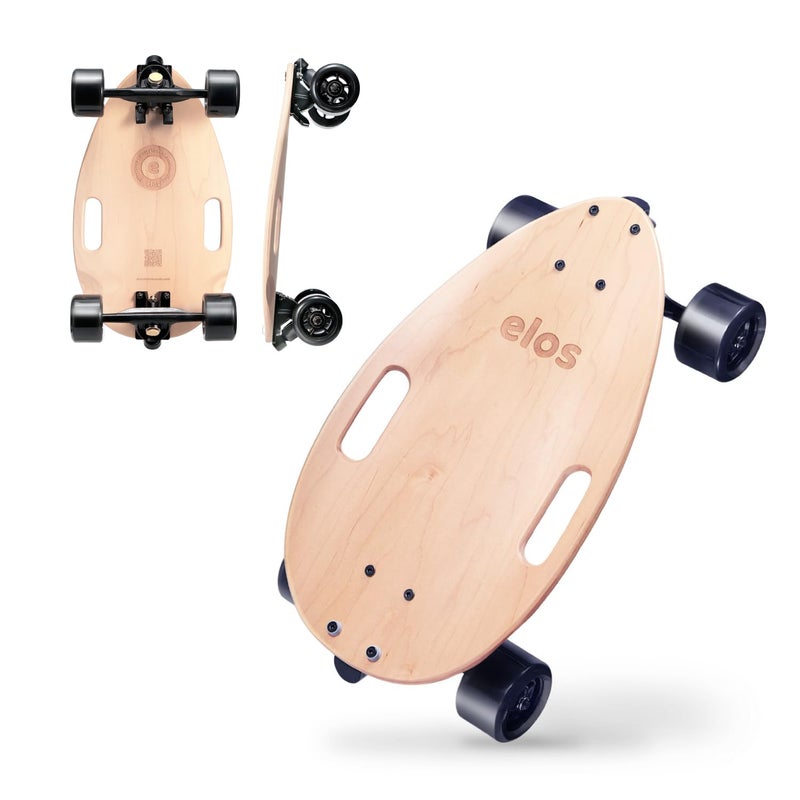 ELOS Mini Longboard Cruiser Skateboard for Adults & Kids, Lightweight Portable Wooden Board with Handle, Big Soft Wheels for Smooth Rides, Durable & Easy to Carry. Ideal for Beginners - Image 1